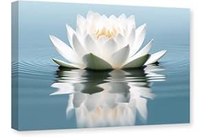 CXHOSTENT Zen-Leinwand-Kunst Weiße Lotusblume Blüte im Wasser Bilddrucke Spa-Gemälde Badezimmer Yoga Raumdekoration Rahmen (Lotusblume - 3, 30.00 x 45.00 cms)