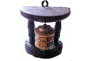 TERRAPIN TRADING La oración de madera hecho a mano Nepal Pared tibetana de ruedas Mantra N47