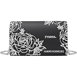 Alviero Rodriguez Borsa Bianca Donna Roses Rose Rosse Red in Vera Pelle  (Catena Argento) : Amazon.it: Moda