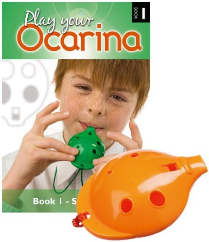 Plastic OCARINA Set, Orange 4-hole, with Book 1