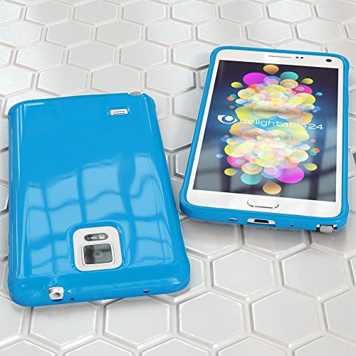 Samsung Galaxy Note 4 Funda Carcasa de NALIA  Protectora Movil TPU Silicona Ultra-Fina Gel Bumper  Goma Cubierta Jelly Cobertura Delgado Cover Case para Telefono Samsung Note 4 - Azul