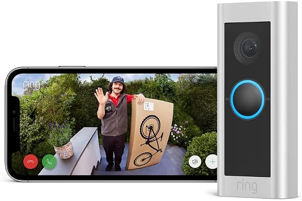 Ring Sonnette vidéo Pro filaire (anciennement Video Doorbell Pro 2) | Sonnette extérieure avec caméra, vidéo 1536p HD en plan moyen, détection de mouvements 3D, wifi | Essai Ring Home gratuit 30 j.