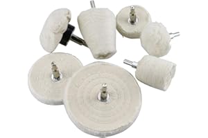 Treki 7pcs Roue de Polissage pour Perceuse Tampon de Roue Polissage en Coton Tampon Polissage Coton Disque de Polissage Tampon à Polir pour Métal Aluminium Acier Inoxydable Bijoux Bois Céramique