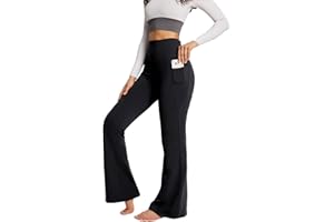 BALEAF Damskie spodnie do jogi Bootcut z wysokim stanem, spodnie sportowe z kieszeniami, do jogi, na co dzień