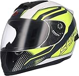 TALLA: L - COLOR: AMAR FLUOR Shiro - Casco SH829 Motegi Kids niño color Negro,Blanco y Amarillo Talla YL 54cms
