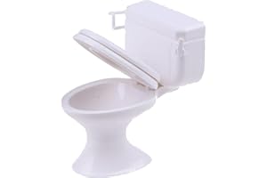 WEDHAPY Babypobe Toilet Mini Toilet Doll House Bathroom Toilet Toy 2 Pieces 1:12 White Dollhouse Toilet Dollhouse Bathroom Furniture Mini Toilet Toy Cake Top for Dollhouse Accessories