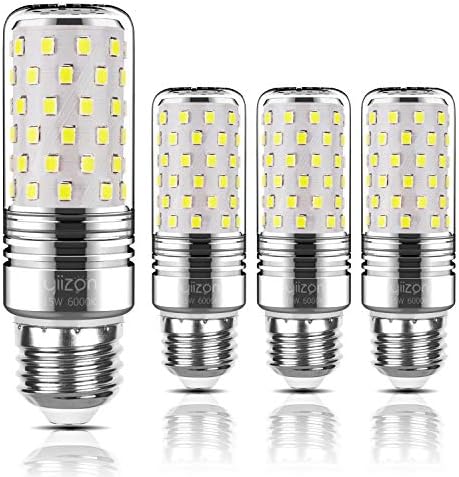 Yiizon 15W LED Corn Bulbs, Candelabra LED Light Bulbs, 6000K Daylight White, 1500LM, E27 Base, 120W Incandescent Equivalent, Non-dimmable, Pack of 4