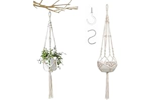 SSRDFU - 1 Pcs Cuerda para Cesta Colgante Hueca + 2 Ganchos en S, Cesta Colgante de 105 cm, Maceta Colgante, Cuerda de algodón, decoración, Colgador de Plantas, balcón de Techo Interior y Exterior