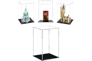 MEEC Vitrine acrylique transparente, boîte de comptoir de montage avec base noire, vitrine de protection anti-poussière pour figurines d'action, jouets à collectionner (20x20x30CM)