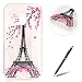 Produktbild Motorola Moto G4 Play Hülle,Motorola Moto G4 Play Silikone Tasche,Feeltech Flexibel Ultra Dünn Soft TPU Rubber Cover [Crystal Clear][Glatte Texture] Niedlicher bunter Musterentwurf Premium Perfekter Transparent Handyhülle Schutz Weich Bumper Style Shockproof mit [Frei Schwarz Stift Pen] für Motorola Moto G4 Play - Blumen Paris Turm