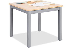 PINOLINO Barnbord 'Fenna', massivt furuträ, bordshöjd 51 cm, för barn från 2-7 år, grå och klarlackad