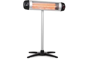 Blumfeldt Standing Infrared Heater, Wall Mount Patio Heater, 2500W Terrace Outdoor Heater for Garden and Home, Electric Patio Heaters, Safe, CO2-Free Energy Efficient IP34 Outdoor Electric Heater