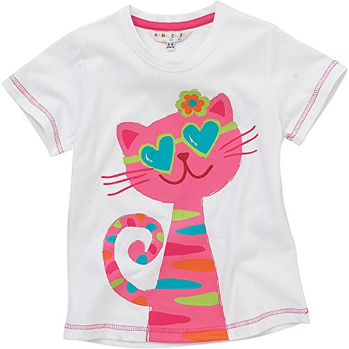 Animal Crazy Girls Cute Cat Short Sleeved T-Shirt - White - 18/23 Months