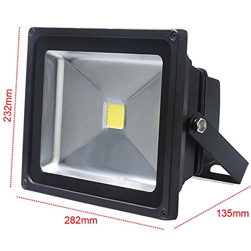 Auralum® 50W LED Baustrahler Flutlicht Fluter Gartenstrahler Scheinwerfer wasserdicht IP65 kaltweiss 6000-6500K schwarz - 5
