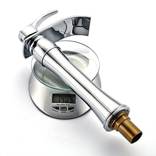BONADE® Hoher Auslauf Einhebel-Waschtischarmaturen Wasserfall Wasserhahn Armatur Bad für Badezimmer Waschbecken, 59 Kupfer, Chrom - 9