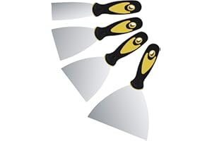 HUANGYIHAN Juego de 4 cuchillos de masilla de acero inoxidable (2 a 5 pulgadas), raspadores de varios tamaños para rellenar paredes, enlucido y reparación de paneles de yeso, herramientas profesionales de