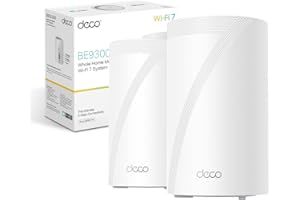 TP-Link WiFi 7 Deco BE65 Pro Router Mesh WiFi,BE 9300Mbps Tri-Band, Canali 320 MHz, 2 Porte 5Gbps, Porta 2,5 Gbps, Alexa, HomeShield,MLO, Funziona con Qualsiasi ISP e Modem, 4 Antenne Interne, 2 Pezzi