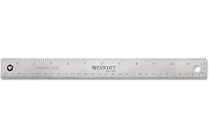 Westcott 30 cm rostfritt stål kontorslinjal med halkfri korkbas