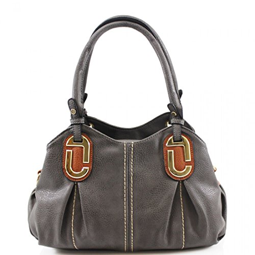 Womens Designer Style Tote Bag Ladies Sholder Handbag Work Casual New Bag (Grey)