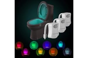 Chilymes Lot de 3 Lampe Toilette Veilleuse Capteur de lumière PIR Motion Sensor Éclairage changeant de couleur imperméable à l'eau 8 Couleurs LED veilleuse de toilette pour enfants