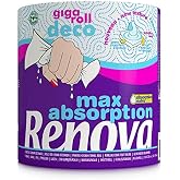 Renova Kitchen Roll (Gigaroll Decorated) , 1 unit | 1 gigarroll decorated, durable maxi absorbent paper, central extraction