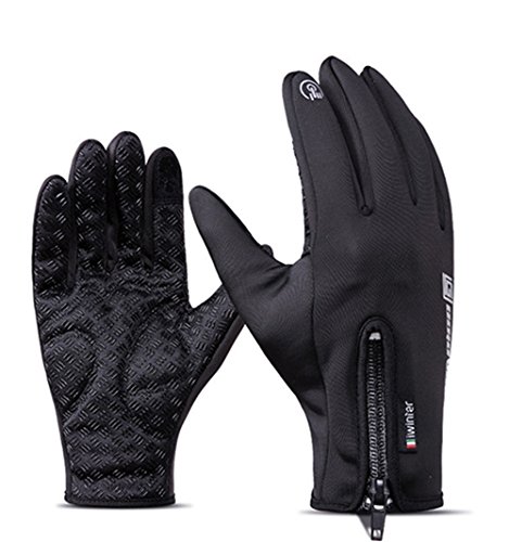 LaiXin Écran Tactile Gants, Hiver Coupe-Vent écran Tactile Gants épaissir Polaire Anti-dérapant, étanche Gants d'hiver Chaud, réglable Spécialisés Gants d'hiver Thermique - Noir