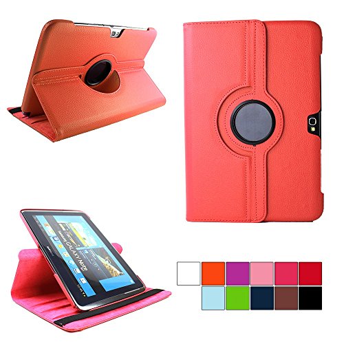 COOVY® 360° ROTATION COVER FÜR SAMSUNG GALAXY NOTE 10.1 GT-N8000 GT-N8010 GT-N8020 SMART HÜLLE TASCHE ETUI CASE SCHUTZ STÄNDER Farbe rot