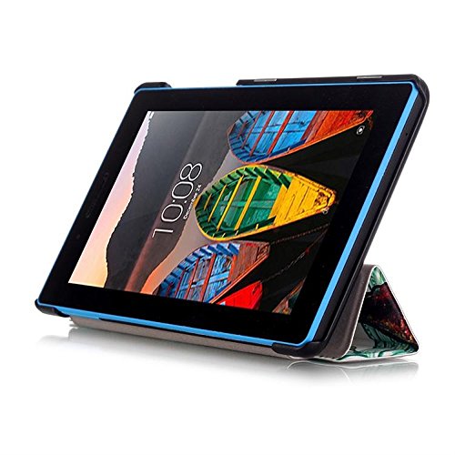 Schutzhülle für Lenovo Tab 3 710F – Utra Slim Ledertasche Flip Case Cover Hüllen Tasche für Lenovo Tab 3 710F / Tab 3 7 Essential (7 Zoll) Tablet Lederhülle Etui mit Standfunktion (#2 Bunte Baum) - 5