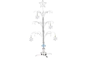 HOHIYA 47 Inch Ornament Display Tree Stand Rotating Hanger Hook for Swarovski Christmas 2023 Annual Hanging Crystal Suncatcher Decorations Gift Eco Chrome Silver