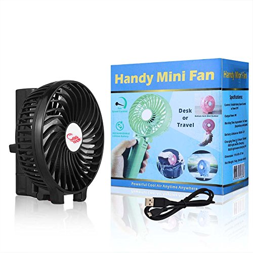 USB Ventilator Mini Handventilator ,Pomisty Leise Mini Fan Lüfter Elektrischer Faltbar Kompatibel mit Laptop, Multi Port Steckdose für Haus, Büro, Reise, Picknick, Kampieren, Innen und Außenbereich – Schwarz - 9