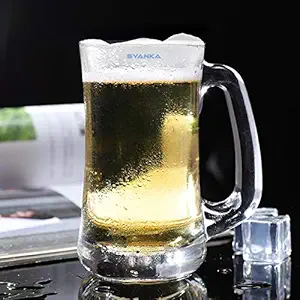 SYANKA Heavy Bottom Beer Mugs Set of 2, 400 ML, Crystal Clear, Beer Glass, Perfect for Gift