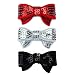 Toddler Wispy Clippy - Sequin Bow Hair Clip - Best No Slip Barrette for Fine Hair (Pack2-Red/Silver/Black)
