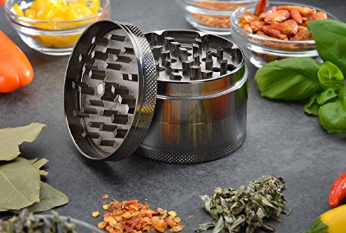 4-teiliger Grinder mit hochwertigem Magnetverschluss – Kräutermühle von MyGreenWarehouse im exklusiven Metallic-Look – Crusher inklusive Reinigungszubehör - 6