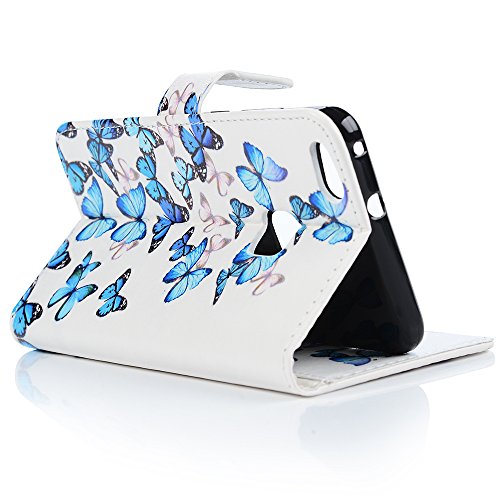 Badalink Case für Huawei P10 Lite PU Leder (TPU innere Schicht) Tasche Flipcase Gemalt Bunte Muster Schmetterling Design Schutzhülle mit Kreditkarteninhaber Kippständer Magnet-Schloss Handyhülle +Mehrfunktiona - 7