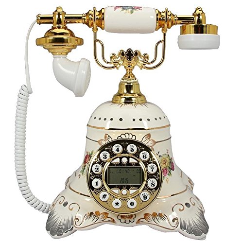 détail Radio vintage en céramique blanc continental pastorale antique maison téléphone fixe