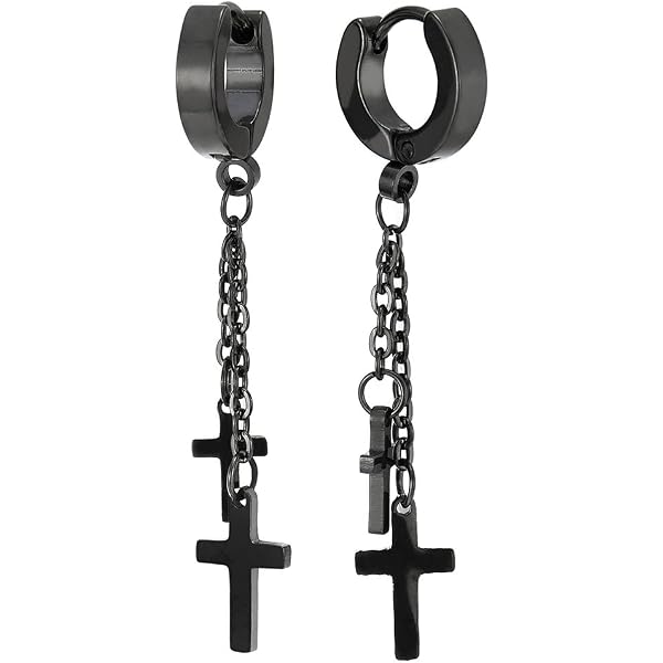 2 Créoles En Acier Inox - Noir Argent Or - Boucles D'Oreilles Hommes (Neuf Sans Emballage)