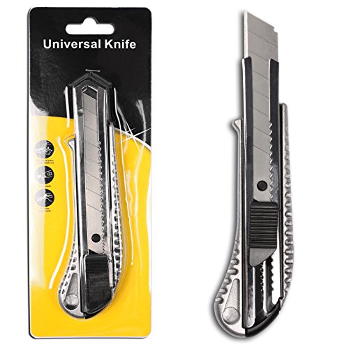 5 Stück Alu Druckguss Cuttermesser mit 18mm Abbrechklinge Teppichmesser Mehrzweck Messer Allzweckmesser - 2