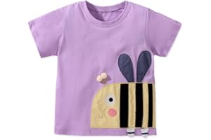 FUNJOYZ Tee T-Shirt Top Maniche Corte per Ragazze Bambina Ape,99% Cotone,Divertente Girocollo alla Moda e Carino Abbigliamento Estivo Casual Dolce e Carino per Bambini,90-140