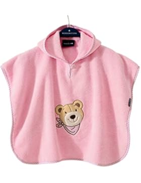Morgenstern, hochwertiger Frottee - Bade - Poncho aus 100 % Baumwolle, Farbe rosa, Motiv Bär, Größe one size (...