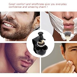 3 In 1 Shaving Brush Kit- Shaving Frame Base & Shaving Soap Bowl & Bristle Hair Shaving Brush, Men's Shaving Set Shaving… - Image 3