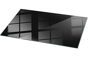 Tulup XXL Plateau de Table 120x60 cm en Verre Rectangulaire Décor Élégant Durable pour Le Salon, la Cuisine et la Salle à Manger Surface Lisse Decoratif Verre Trempé - Motif Noir Lisse