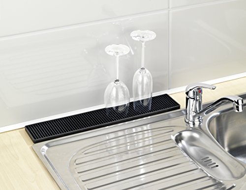 Wenko 54700100 Abtropfmatte Slim für die Spülablage, Thermoplastischer Kunststoff (TPR), schwarz, 8 x 42 x 1 cm - 2