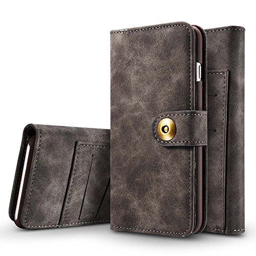 iPhone SE 5 5S H  lle  Dfly  2 in 1   Abnehmbare Wallet Folio   Retro Premium PU Leder aus   u  erem und offenem Haar Echtes Leder von Innerem  Handyh