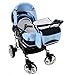 3-in-1 Travel System incl. Baby Pram with Swivel Wheels, Car Seat, Pushchair & Accessories, Navy Blue & Blue