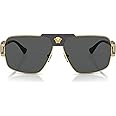 Versace Man Sunglasses Gunmetal Frame, Green Lenses, 63MM