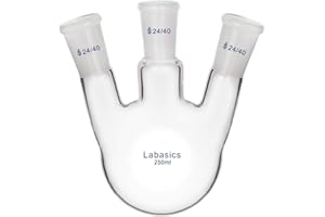 Labasics Glass 250ml 3 Neck Round Bottom Flask RBF, with 24/40 Center and Side Standard Taper Outer Joint, 250ml