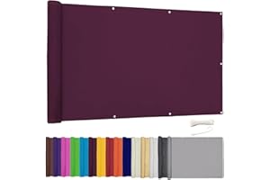 Lingle888 Balkon Sichtschutz PB2 PES blickdichte Balkonumspannung mit Ösen und Kabelbinder 8 Tage geliefert - in div.20 Größen & 14 Farben 420D(Weinrot,0.9x6m)
