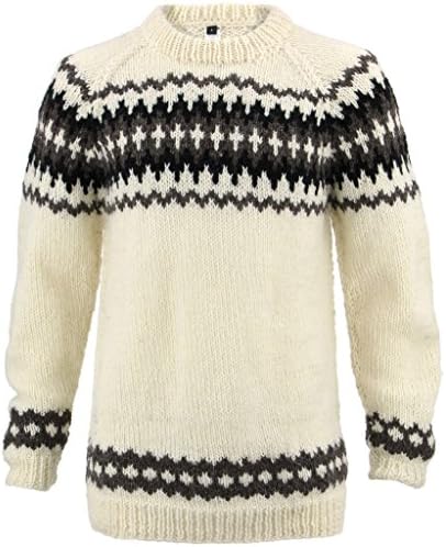 LOUDelephantChunky Wool Knit Abstract Pattern Jumper Fairisle Space Dye Pattern Pullover Sweater 100% Pure Wool Nepal