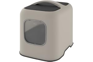 Rotho MyPet Biala Katzenklo mit Haube und Schaufel, Kunststoff (PP recycelt), cappuccino/anthrazit, (51.0 x 39.5 x 44.3 cm)