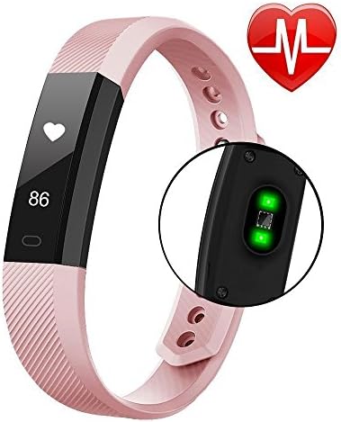 Fitness Tracker Watch, VPRAWLS Smart Wristband with Heart Rate Monitor Calorie Counter Pedometer, Waterproof Touch Screen Wristband Sport Activity Tracker Pedometer for IOS Android Phone (Pink)
